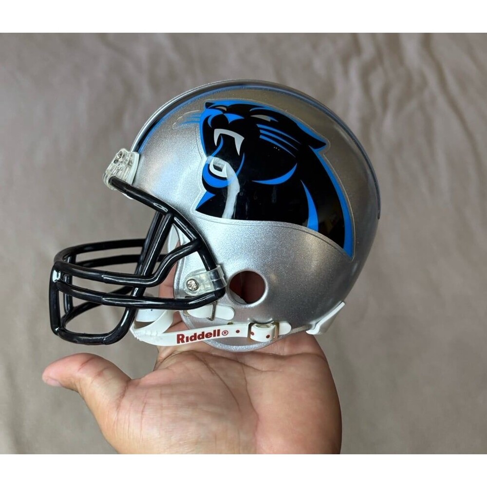 Carolina Panthers Riddell Mini Football Helmet 3 5/8 NFL Silver & Black